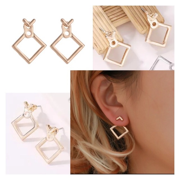 💙💎GRATEFUL💙MAKER💎💙 Jewelry - NEW!💙💎MINIMALIST!💛GOLDEN💛V SQUARE💛STUDS!💎💙